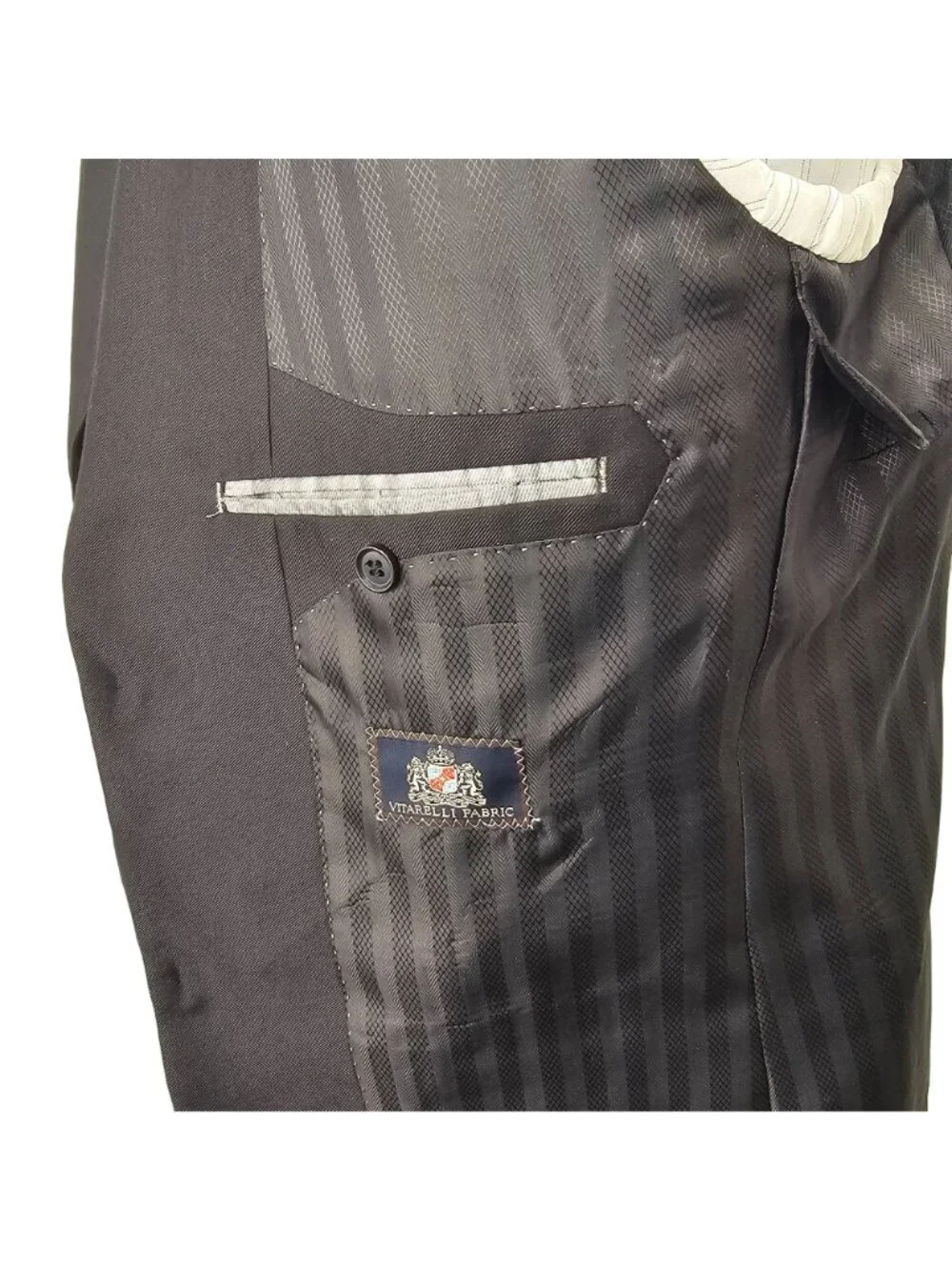 Y2K Vitarelli Black Wool Blazer Mens 40L Classic Italian Sport Coat Peak Lapel